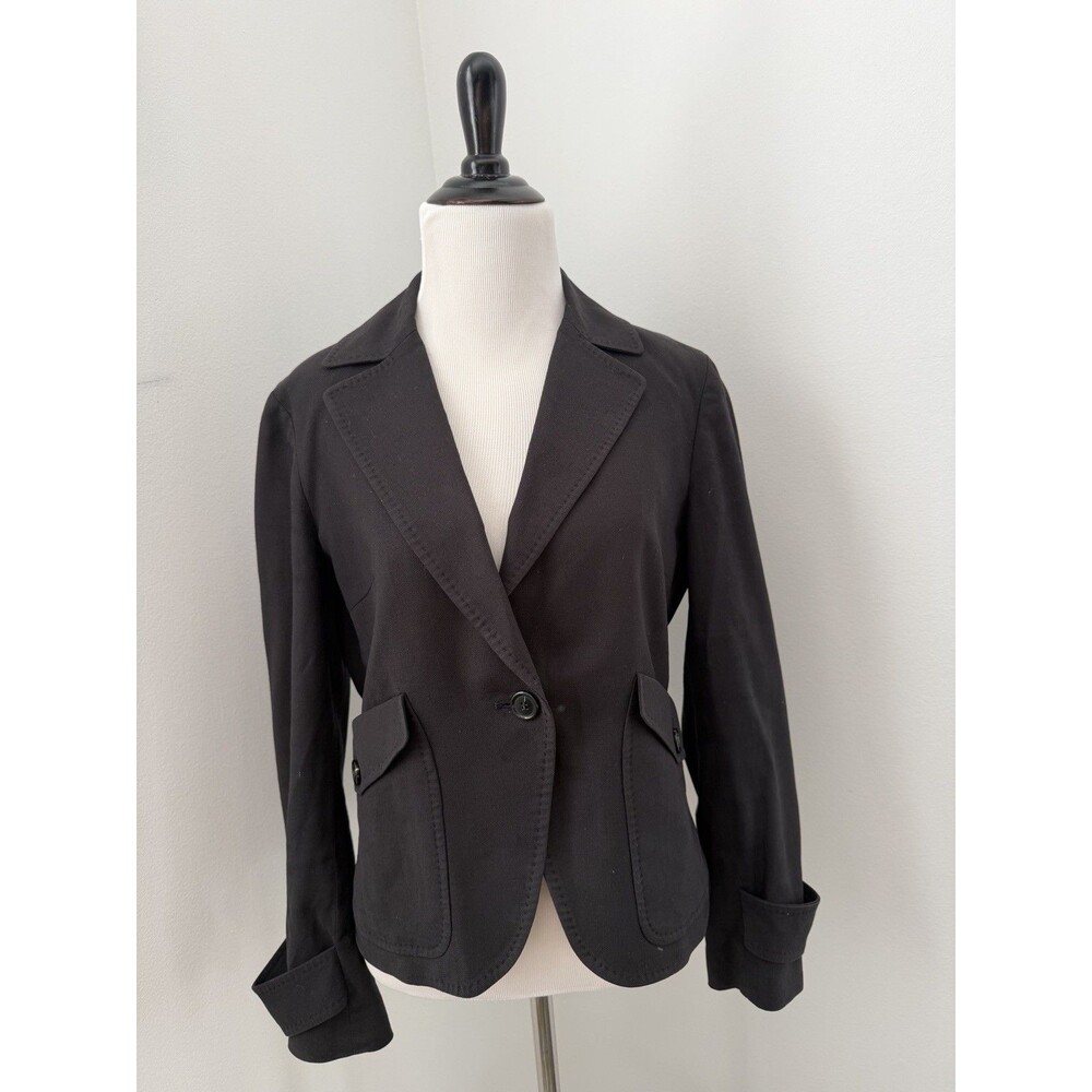 Talbots‎ Black Cotton Linen Blend Career Casual Blazer Jacket Iconic Size 6